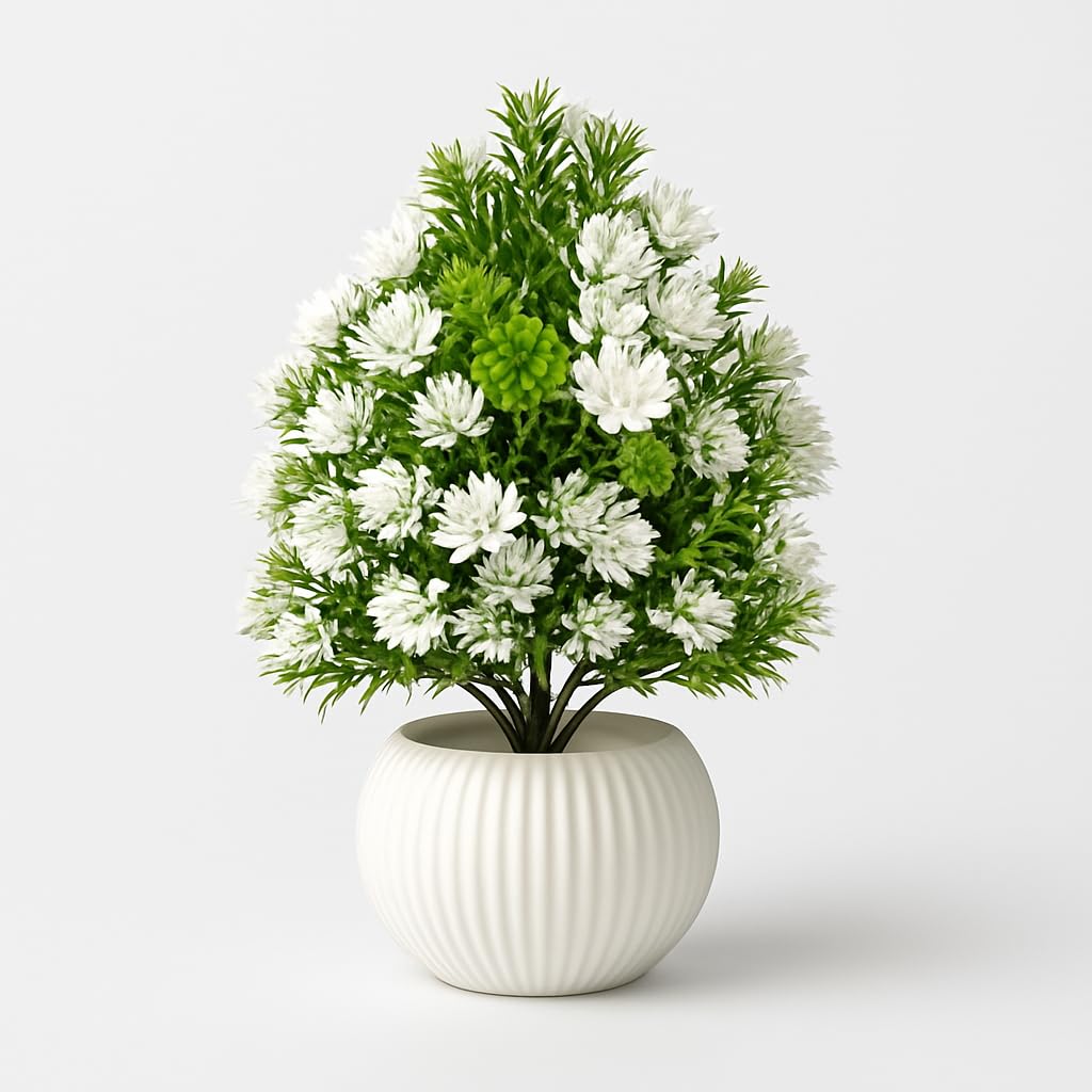 {{ Artificial Flower Arrangement Purple Daisy with Yellow Accents in White Geometric Pot - Purple Desai }} {{ Color }}