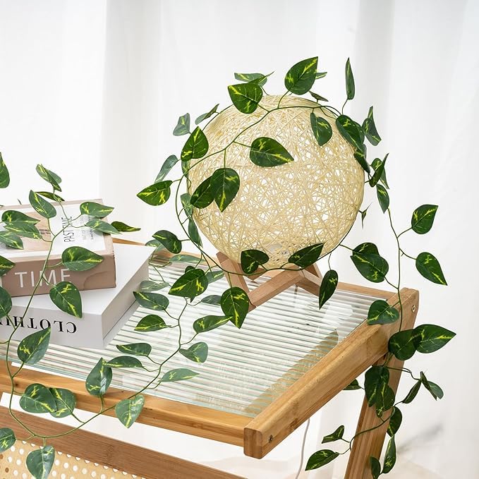 Artificial Green Vines (6 Pcs) with Warm Fairy LED Light for Navratri & Diwali Decoration