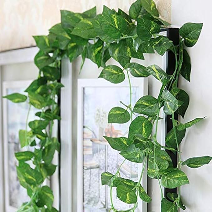 Artificial Green Vines (6 Pcs) with Warm Fairy LED Light for Navratri & Diwali Decoration