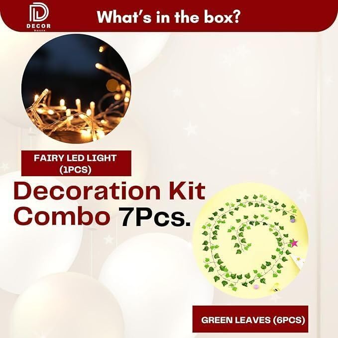 Aesthetic Room Decor Kit with Artificial Green Vines & Warm Fairy LED Lights for Wall Decoration