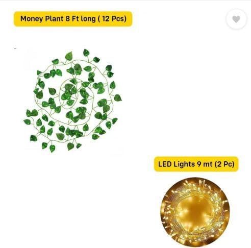 12 Pcs Artificial Green Vines with 2 Warm LED Fairy Lights